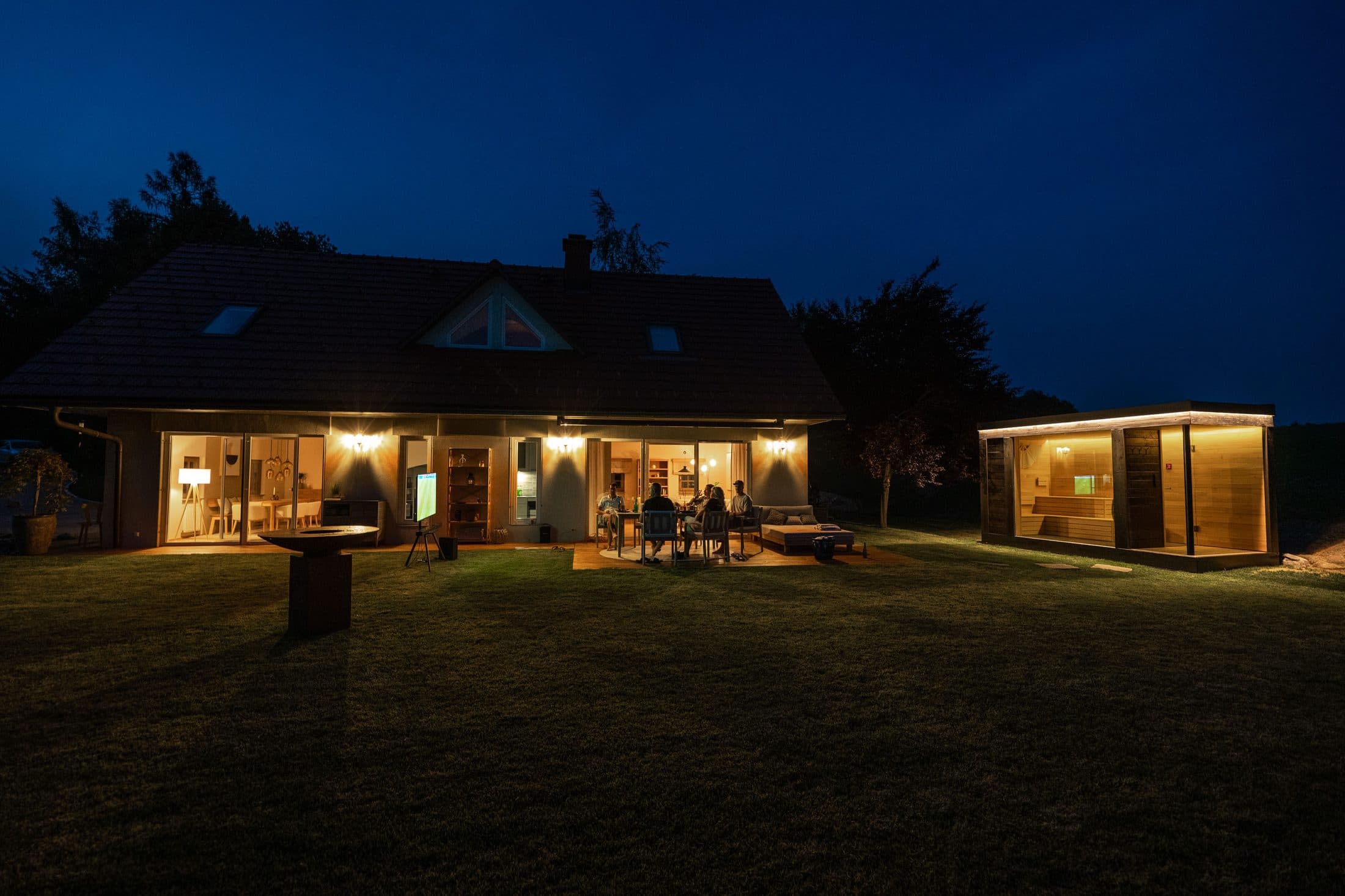 Ferienhaus Grušena am Abend
